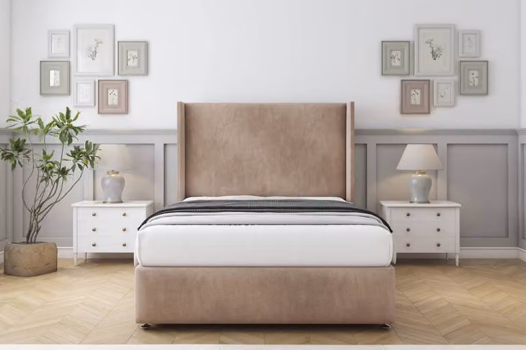 Sloomy Stratford Naples Divan Set in Light Brown, Small Double, W/D/H: 120 x 200 cm