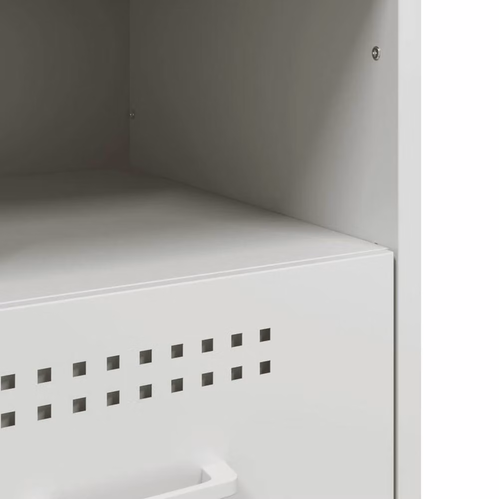 Berkfield Home White Metal Bedside Cabinet W/D/H: 36 x 39 x 50.5 cm – 3