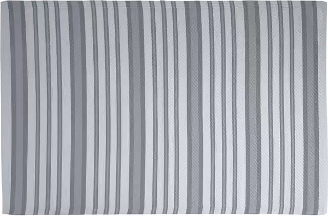 idooka Striped Outdoor Camping Rug Mat in Grey and White, 120 x 120 cm
