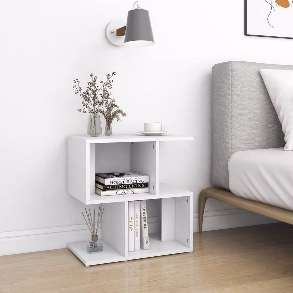 Berkfield Home White Bedside Cabinet in Engineered Wood W/D/H: 50 x 30 x 51.5 cm – 2