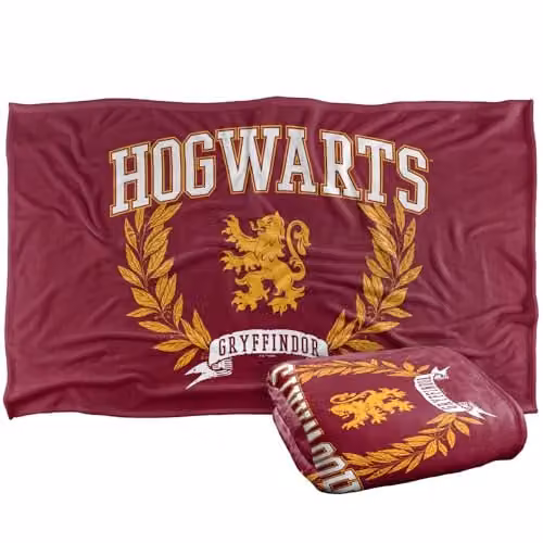 Warner Bros. Harry Potter Hogwarts Arched Gryffindor Leaves Super Soft Fleece Throw Blanket, Multicolour, W: 91 cm, D: 147 cm – 1