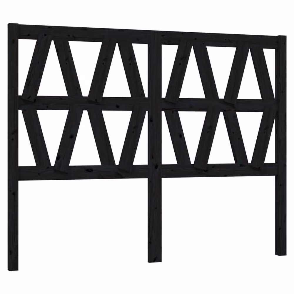 Berkfield Home Beautiful Black Solid Pine Wood Bed Headboard W/D/H: 126 x 4 x 100 cm – 3