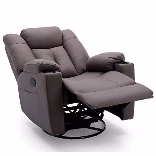 More4Homes Afton Brown Fabric Recliner Rocking Swivel Lounge Chair – 5