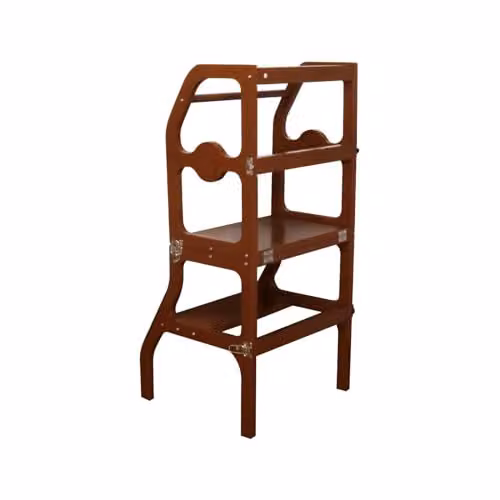HYGRAD 2 in 1 Wooden Kids Kitchen Step Stool and Learning Tower with Safety Rail, Brown, W/D/H: 40.0 x 40.0 x 91.5 cm