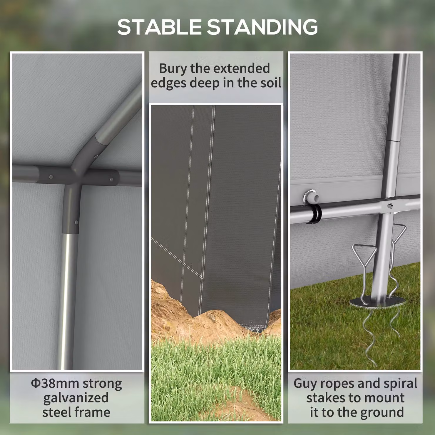 OUTSUNNY Heavy Duty Waterproof Garden Storage Shed with Window, Galvanised Steel, Dark Grey, W: 360 cm, D: 210 cm, H: 235 cm – 5