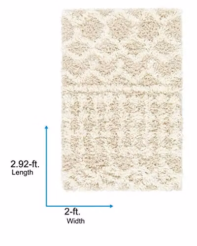 Livabliss Urban Shag Geometric Plush Rug in Beige, Blue, Pink and Grey, W: 60 cm, D: 90 cm – 4