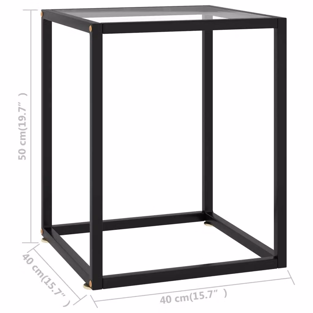 Berkfield Home Modern Black Coffee Table with Tempered Glass, W/D/H: 40 x 40 x 50 cm – 5