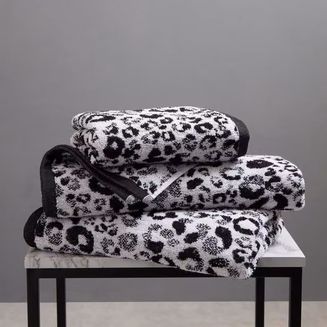 Fusion Black Graphic Animal Print Cotton Towel