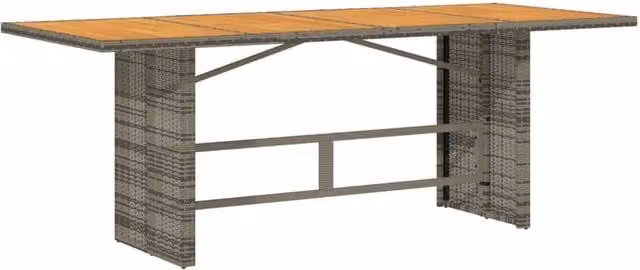 Berkfield Home Extendable Garden Table with Acacia Wood Top and Grey Poly Rattan, W: 190 cm, D: 80 cm, H: 74 cm – 1