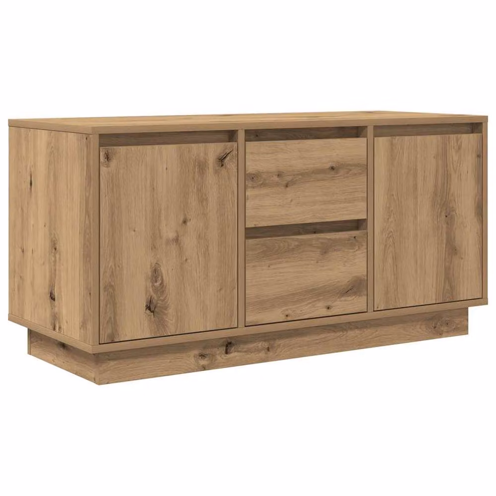 Berkfield Home Artisan Oak TV Cabinet with LED Lights in Brown, W/D/H: 100 x 41 x 50 cm – 3