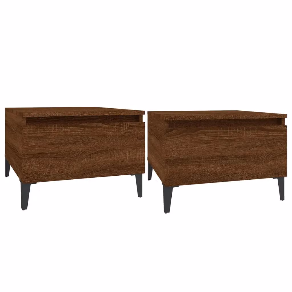 Berkfield Home Set of 2 Brown Oak Side Tables, W/D/H: 50 x 46 x 35 cm – 2