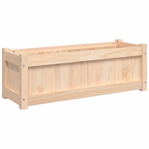 vidaXL Wooden Garden Planter Tub in Brown and Beige, W/D/H: 90 x 31 x 31 cm – 1