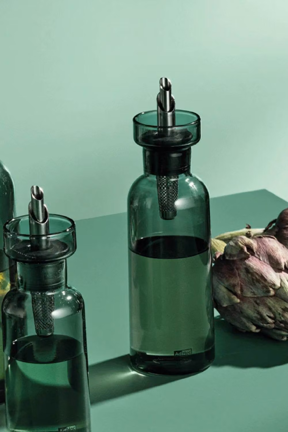 AdHoc AromaPour Glass Oil and Vinegar Bottle, 120ml, Grey and Transparent – 2