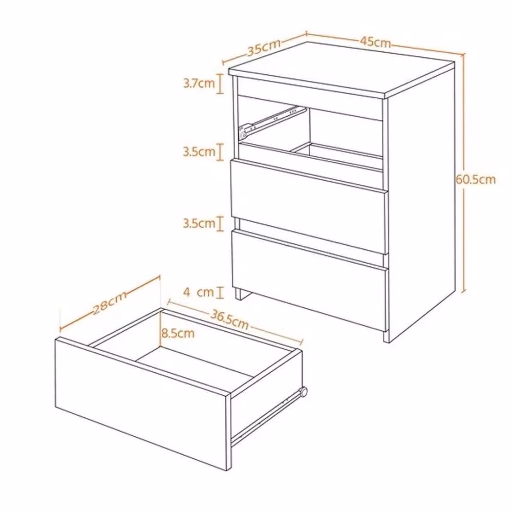 EONLION Black Bedside Drawer Nightstand and Side Table – 2