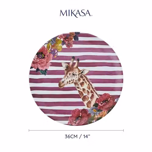 Mikasa Wild at Heart Giraffe Round Melamine Serving Tray, Multicolour, Diameter: 36 cm – 2