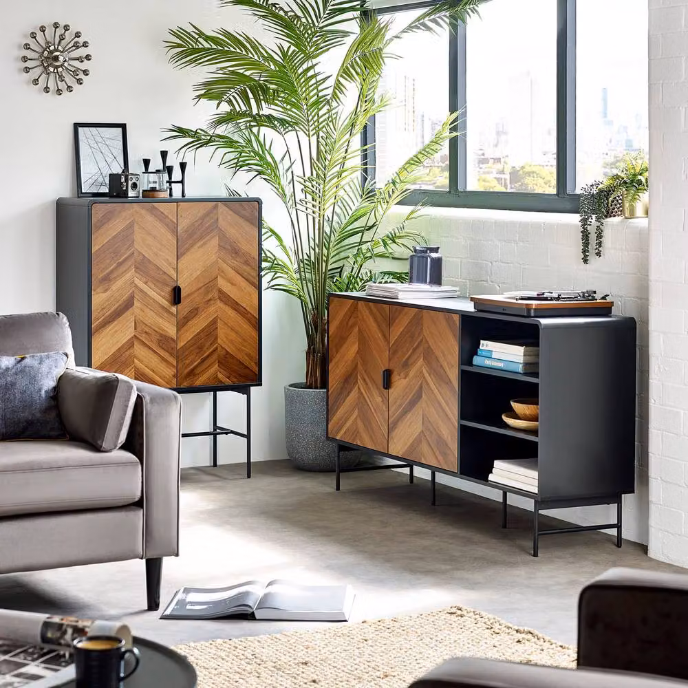 Cheshire Premium Aldwick Sideboard in Black and Natural Brown Wood – 6