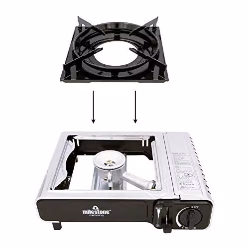 Milestone Camping 18949 Portable Gas Camping Stove with Carry Case, Grey, Stainless Steel – 6