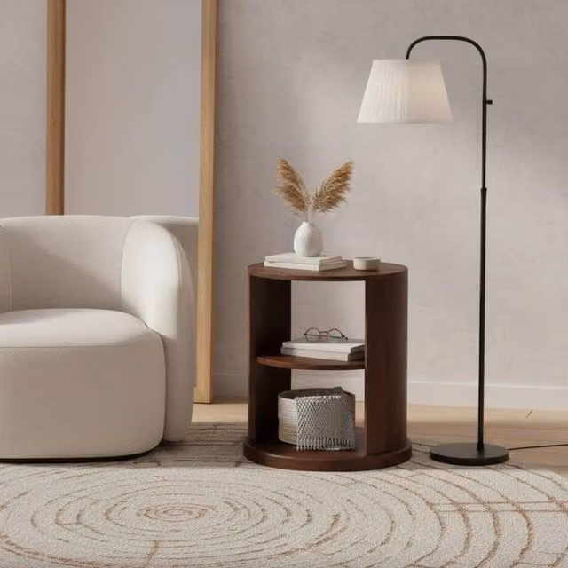 Artisan Furniture Ventura Round Mango Wood Side Table in Brown