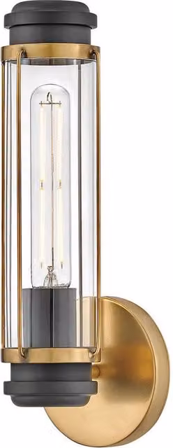 Netlighting Masthead Outdoor Wall Light in Heritage Brass and Black, IP44 Rated