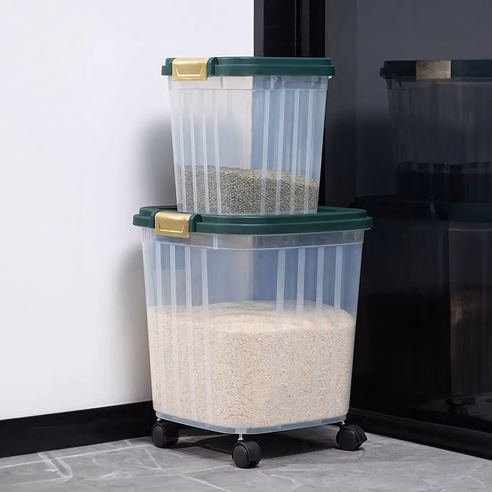 FLAVORA Airtight and Leakproof Plastic Dry Food Storage Bin, Clear, W: 100 cm, D: 100 cm – 3