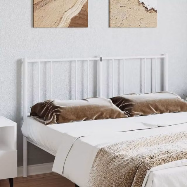 Berkfield Home Minimalist Metal Headboard in Matt White, H 90 cm x W 120 cm – 1