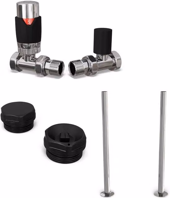 Talus Flair Thermostatic Radiator Valve Installation Kit with Thermostat Head, Angle, Black/Anthracite