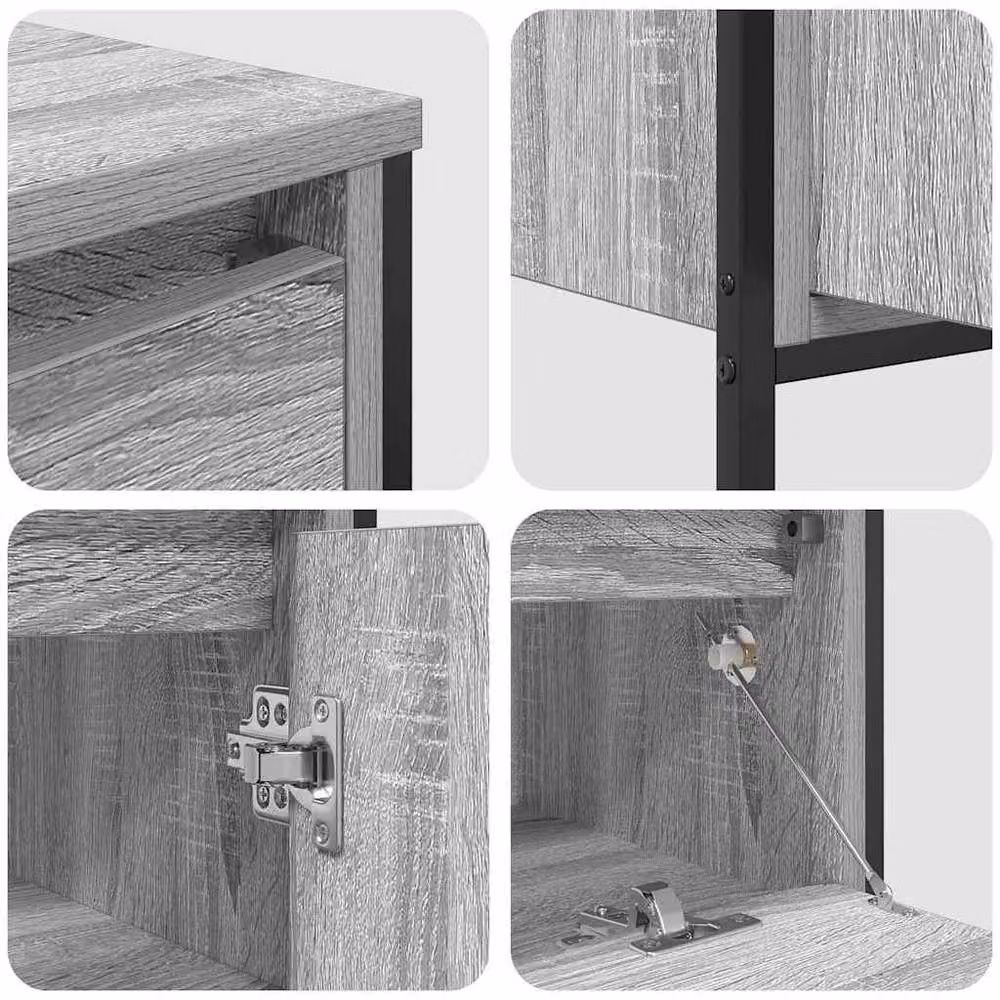 Berkfield Home 3 Piece Modern Grey Bathroom Furniture Set with Vanity Unit and Hinged Doors – 3