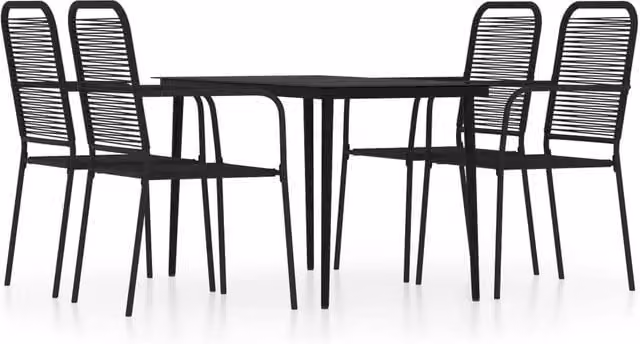 Berkfield Home 5 Piece Modern Garden Dining Set in Black with Metal and Glass