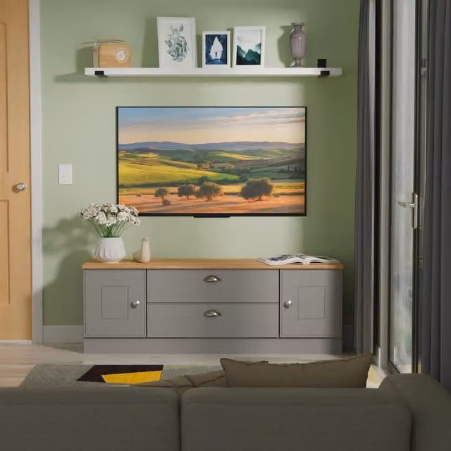 2 U Albert Superwide TV Unit with 2 Doors and 2 Drawers in Dark Grey Matt Finish