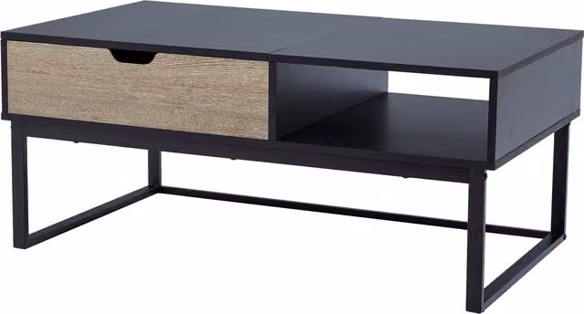 Teamson Homes Bryson Two-Tone Lift Top Coffee Table Desk with Storage in Black and Multicolour