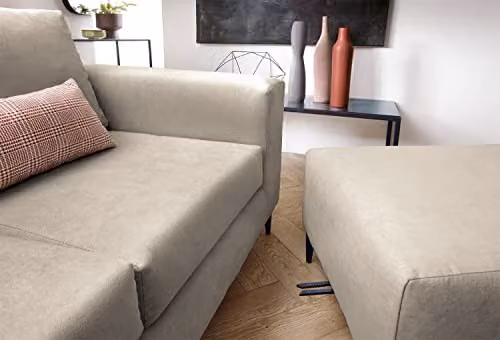 Abakus Direct Capri Reversible L-Shape Corner Sofa with Matching Ottoman in Sand Beige – 4