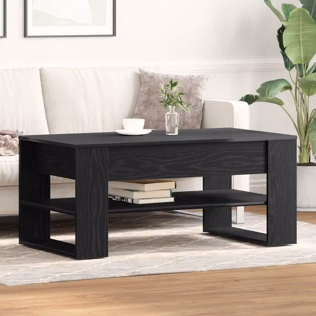 Berkfield Home Black Oak Coffee Table in Black, W/D/H: 102 x 55 x 45 cm