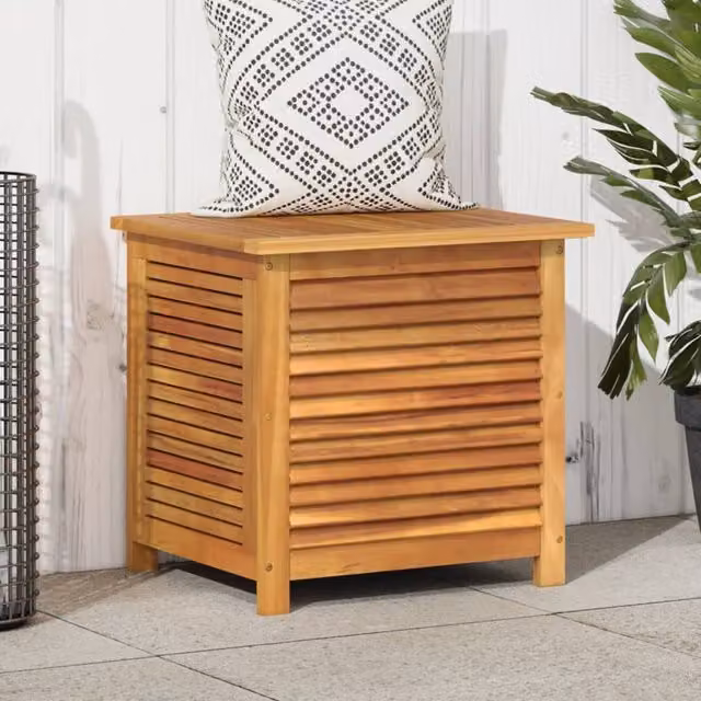 Berkfield Home Garden Louver Storage Box in Brown Solid Acacia Wood, W/D/H: 60 x 50 x 56 cm – 1