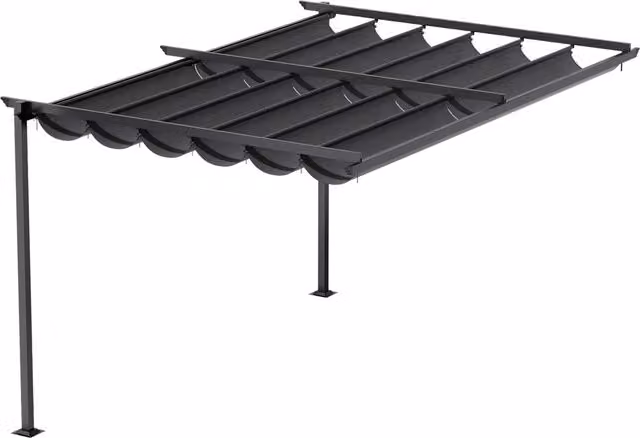 Breeins Black Retractable Lean To Pergola with Canopy