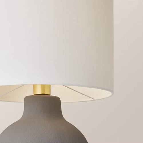 ValueLights Blair Ceramic Table Lamp with Fabric Shade and LED Bulb in Grey and White – 3