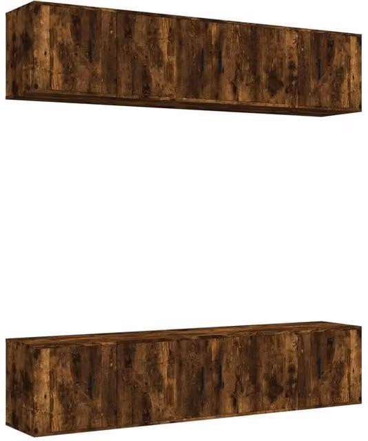 Berkfield Home 6 Piece Classic Smoked Oak TV Cabinet Set in Brown – 1