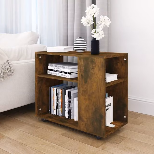 Berkfield Home Smoked Oak Side Table in Brown, W/D/H: 70 x 35 x 55 cm – 1