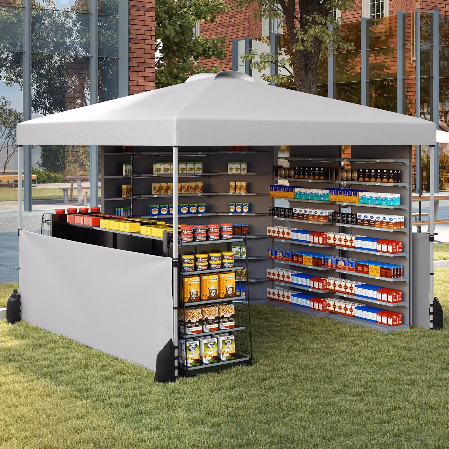Gymax White Pop Up Canopy Tent with 2 Half Sidewalls and Wheeled Bag, W: 300 cm, D: 300 cm, H: 266 cm – 3