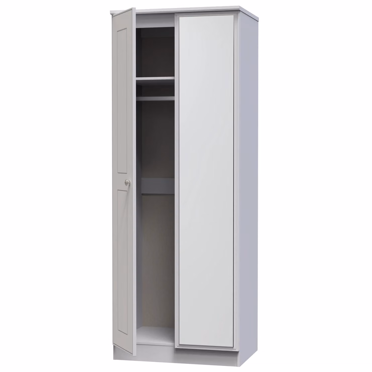 Albert Tall 2 Door Mirrored Wardrobe in Grey, Ready Assembled – 2
