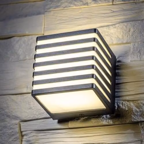 CGC Lighting Sirolo Black Square LED Outdoor Wall Light with Decorative Grill, 10W, 1000lm, 4000k Cool White, IP54 Rated – 3