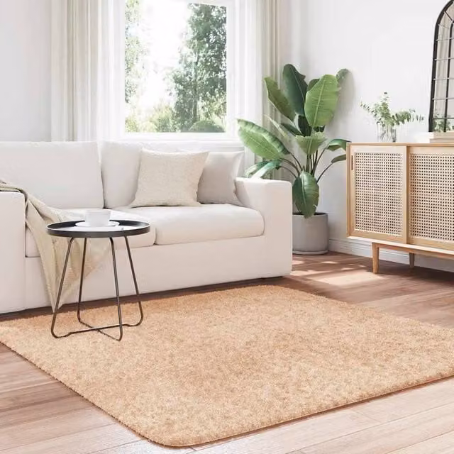 Berkfield Home Navarra Shaggy High Pile Rug, Beige, W: 160 cm x D: 160 cm