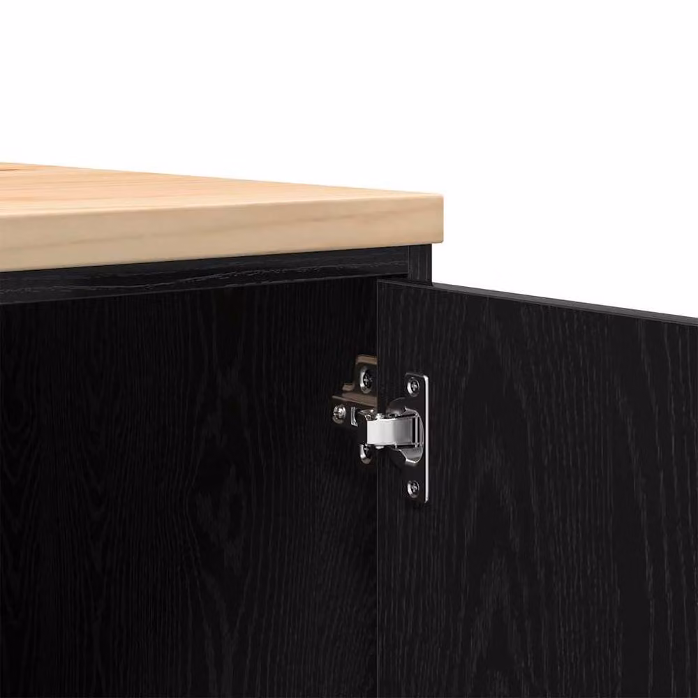 Berkfield Home Black Solid Wood Pine Garage Storage Cabinet with Hinged Doors, W/D/H: 60 x 51 x 85 cm – 6