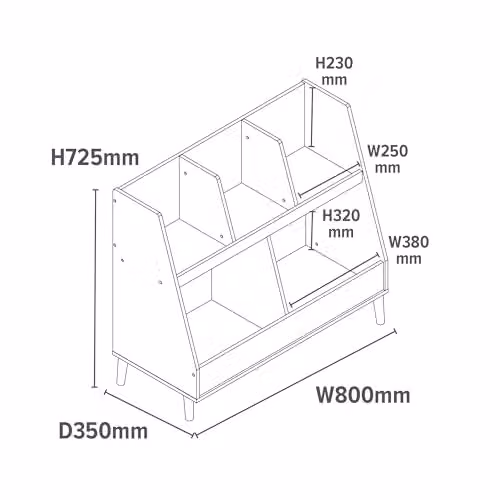 Liberty House Toys White Beech Wood Childrens Sloping Bookcase H72.5 x W80 x D35 cm – 2