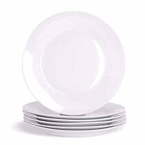 Argon Tableware Set of 6 White Porcelain Dinner Plates, Diameter: 30 cm – 1