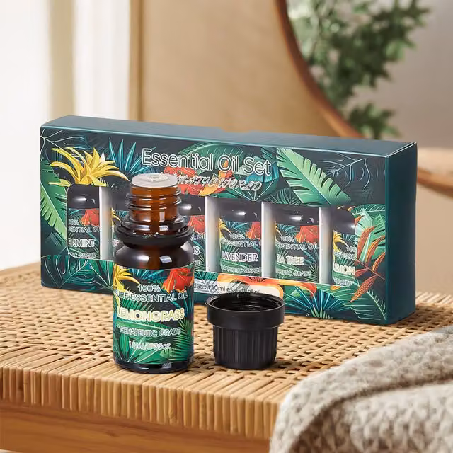 Komore Essential Oils Set for Diffuser in Green and Amber