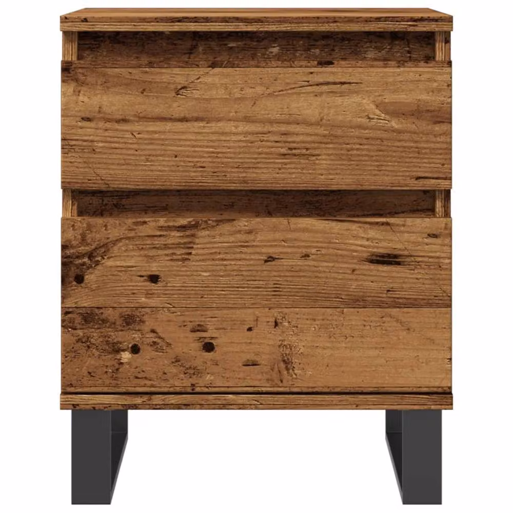 Berkfield Home Modern Bedside Cabinets, 2 Piece Set in Brown Old Wood, W/D/H: 40 x 35 x 50 cm – 4