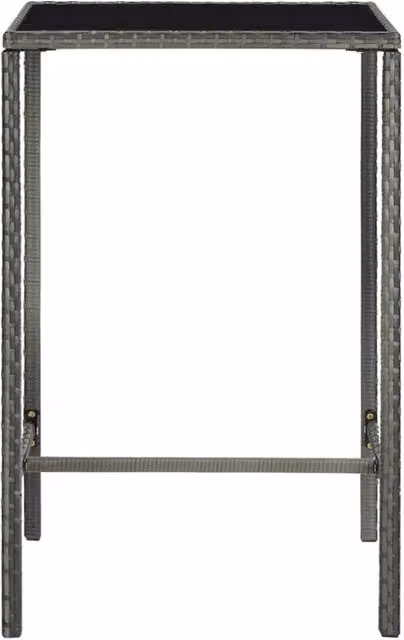 Berkfield Home Grey Poly Rattan and Glass Garden Bar Table, W/D/H: 70 x 70 x 110 cm