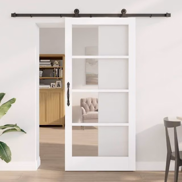 Berkfield Home Orkdal Sliding Door with Hardware Set, White, W: 93 cm, H: 202 cm – 1