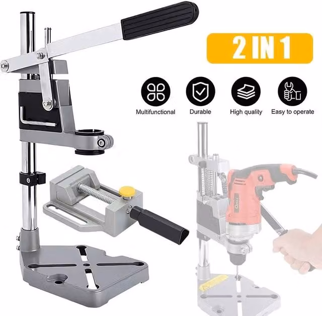 FLAVORA 2-in-1 Drill Stand and Vice Set in Grey – 1