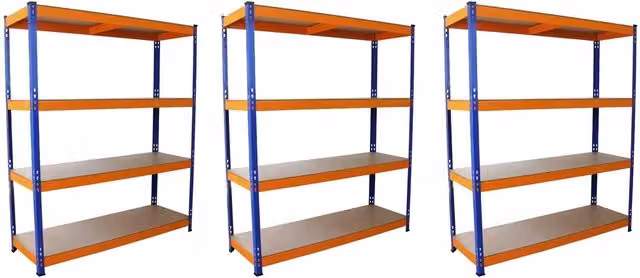 Monstershop 3 x S-Rax Freestanding Racking Units in Blue, H 180 cm x W 150 cm x D 50 cm